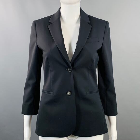 THE ROW Size 4 Schoolboy Navy Virgin Wool Blend Notch Lapel Jacket Blazer - Picture 1 of 7